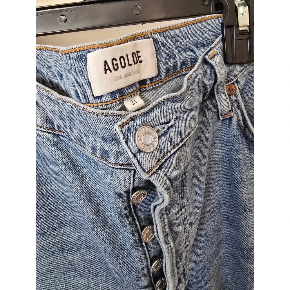 AGOLDE Straight Leg Jeans Nico Light Wash Button Fly Distressed Size 31